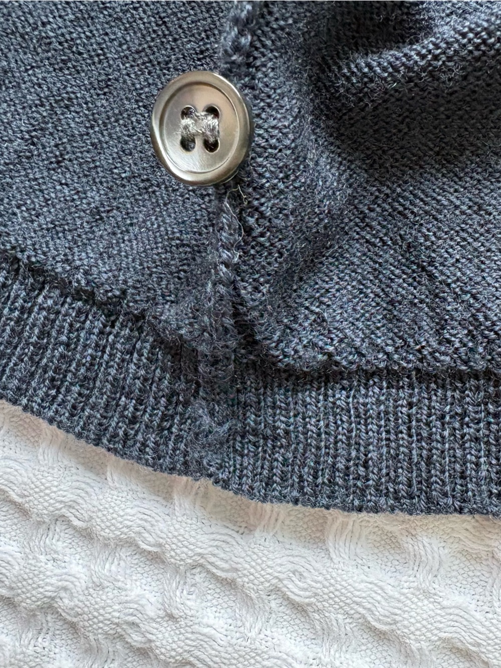 J.Crew Petite Navy Merino Wool Crewneck Button Front Cardigan Size PM - Picture 5 of 6